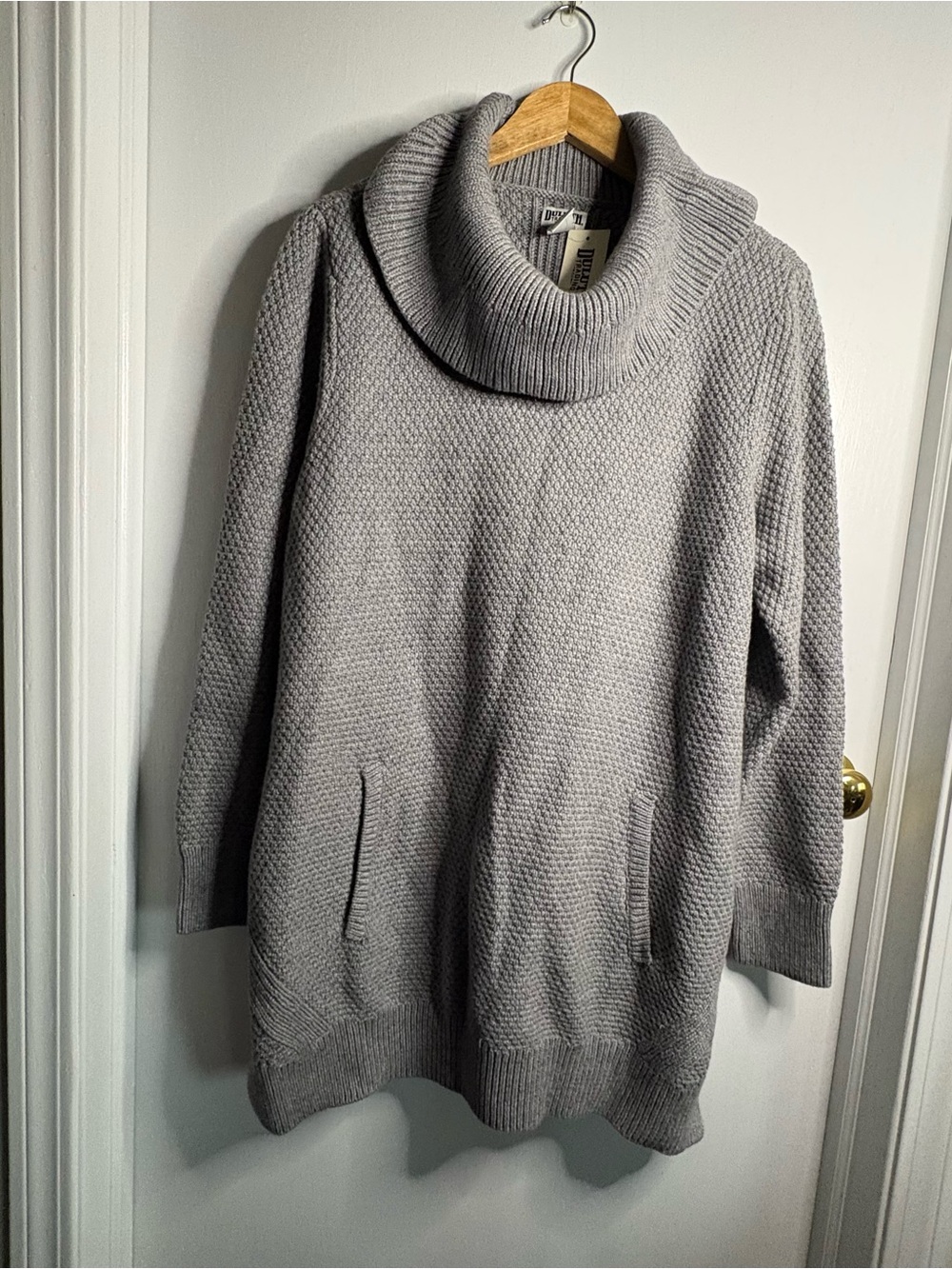 NWT Duluth Trading Co SzXXL Cowl Neck Textured Knit Tunic Sweater Fisherman